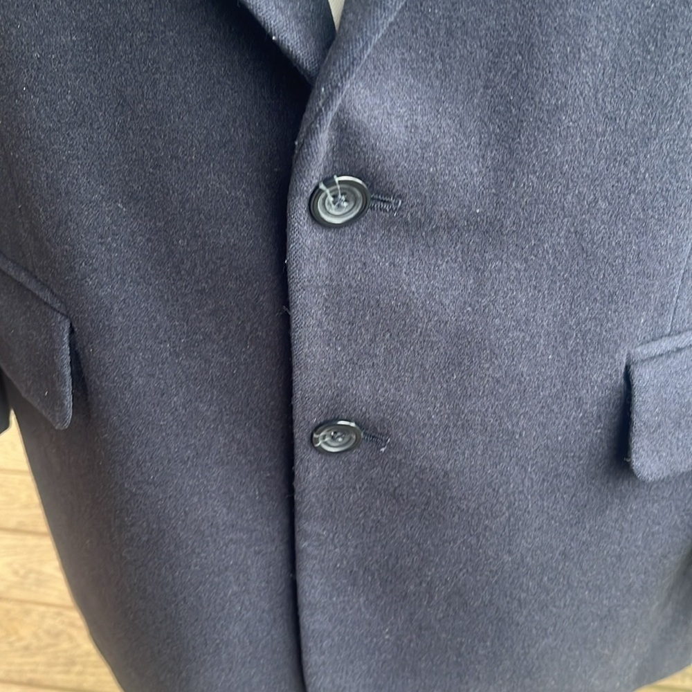 Vintage Oscar De La Renta menswear CASHMERE blend sports coat dark NAVY size 44R - Picture 4 of 9